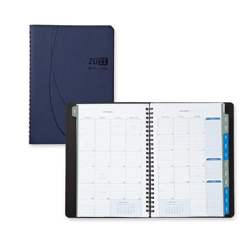 Day-timer® monthly planner,journal,2ppm,6-1/8&#034;x8-/4&#034;x5/8&#034;,blue, 2015 for sale
