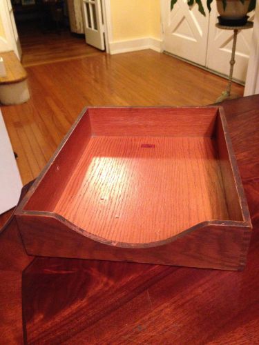 ANTIQUE WEIS WOODEN LETTER TRAY DESK TOP OFFICE ORGANIZER BIN IN OUT BOX JOINTED
