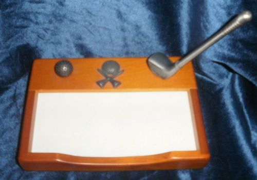 Golf Lover&#039;s Desktop Wooden Note Holder &amp; Pen = Used but Nice