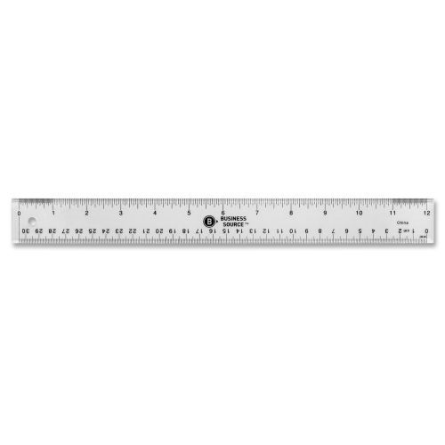 Business Source Ruler - 12&#034; L - 1/16 Graduations - Acrylic- Clear - BSN32359