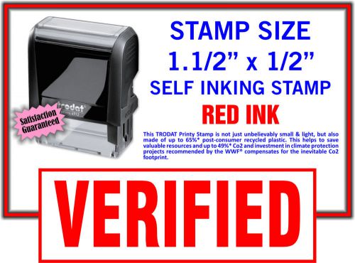 &#034;VERIFIED&#034; Self Inking Rubber Stamp in Red Trodat 9411 Stamper
