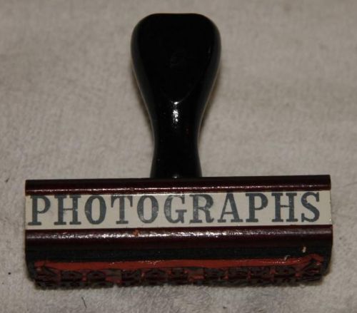 PHOTOGRAPHS DO NOT BEND wood mounted rubber stamp office home business postal