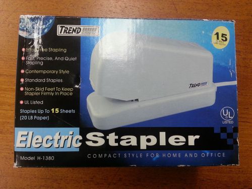 Trend Setter OFF WHITE ELECTRIC STAPLER H-1380 Up to 15 Sheets NIB OPENED BOX
