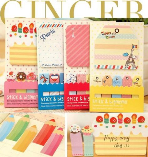 Cute 1+5 Sticker Post It Bookmark Marker Memo Flags Index Pad Tab Sticky Notes