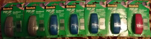 Lot (7) Scotch Pop Up Tape Handband Dispensers - Multiple Colors-525 Tape Strips