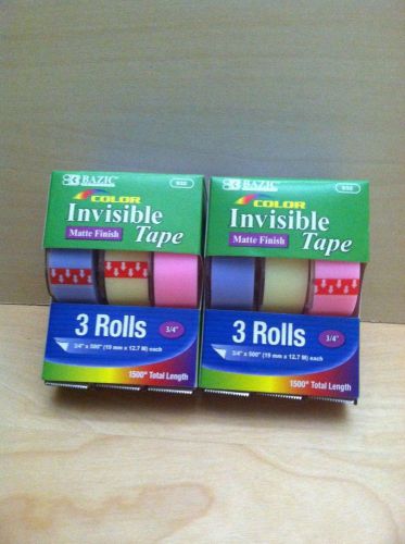 6 Rolls Color Invisible Tapes 3/4&#034; x 500&#034; each Matte
