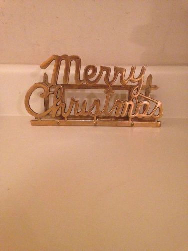 Vintage 1970s Solid Brass MERRY CHRISTMAS Letter Holder, Office, Greeting Cards