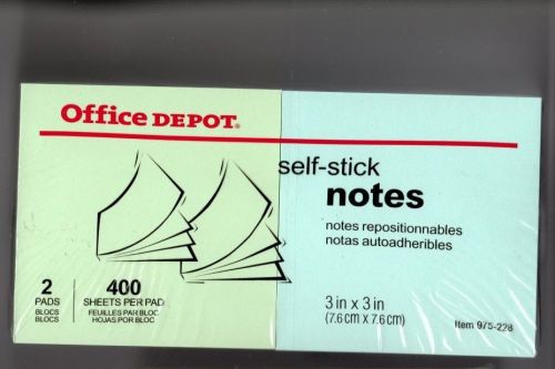 OFFICE DEPOT BRAND POST IT NOTES 3&#034; X 3&#034; 2 PADS OF 400 SHEETS MULTICOLOR
