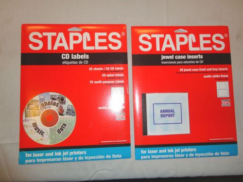 New Set of 2 Staples - 1 Jewel case Inserts &amp; 1 CD Labels