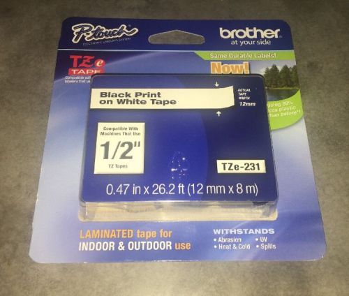 Brother International Tze231 Label Tape - 0.50&#034; Width 1 Each