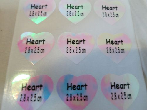 96 Hologram Pink Laser Heart Shape Customized Name Stickers 2.8 x 2.5 cm Labels