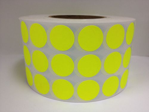 1 Roll 10,000 1&#034; Round Yellow ChartreusThermal Transfer Labels Supplied 3-Across