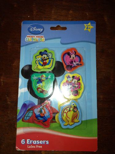 Disney Mickey Mouse Clubhouse Latex Free Erasers (6 Erasers) NEW