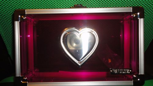 Vaultz Locking Pencil Box 8X6 Clear Pink w/Silver Heart