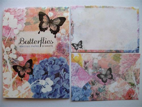 Writing Note Pad Paper And Envelopes New Stationery Set Butterflies For Letters