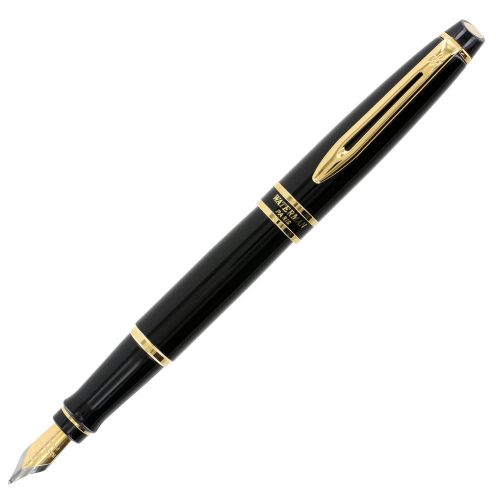Waterman Expert II Black Lacquer Gold Trim Fountain Pen - Medium Point - 10021W3