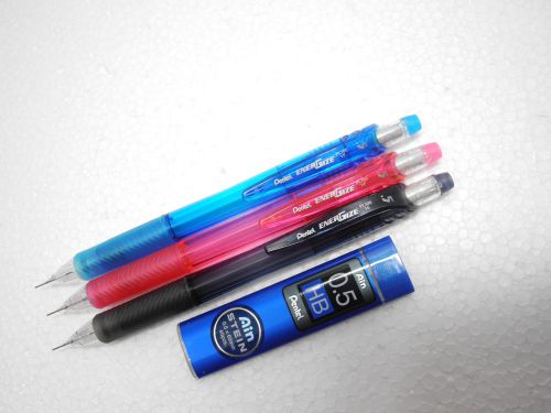 Blue &amp; Pink &amp; Black  Pentel Ener Gize-X 0.5mm automatic pencil free pencil leads
