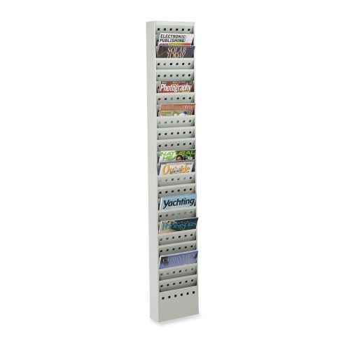 Steel Magazine Rack, 23 Compartments, 10w x 4d x 65-1/2h, Gray