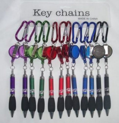12 pcs Retractable Pen Belt Clip and Key Chain Office Supplies Prevent Pen Theft