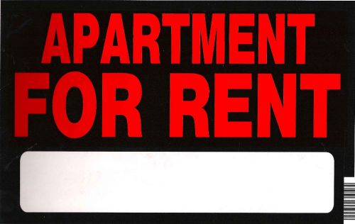 Sign - Apartment For Rent 8&#034;x12&#034; Plastic New Hillman Red on Black Background