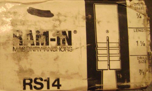 100 -- 1/4&#034; x 1 1/8&#034;  masonry anchors --- new --- ramset ram-in -- rs14 for sale
