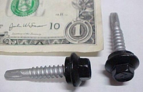 50 Black Self Drilling Screws, Hex Head, Rubber #12 x1 1/4  Top Seal Roofing Washers