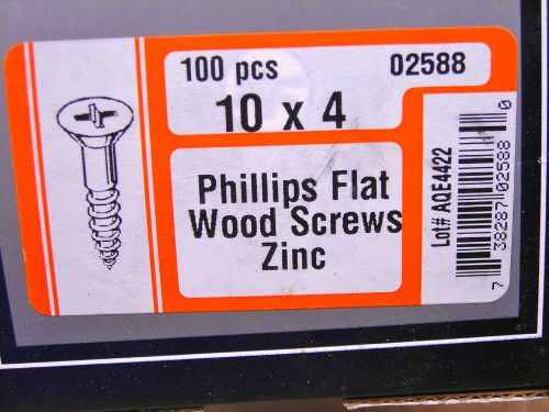 Midwest #02588 10x4 phillips flat wood screws zinc 100 pcs for sale