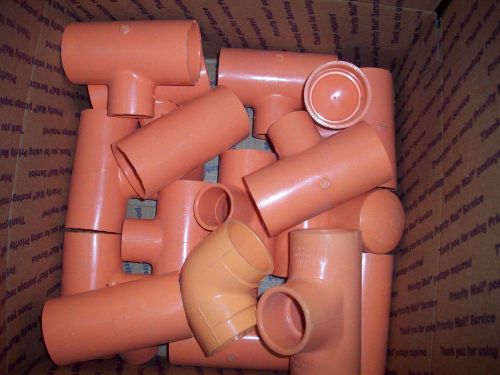 Lot of 18 spears 1 1/2&#034; cpvc sch40&amp;80 elbow tees caps fire orange pipe fittings for sale