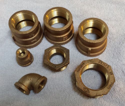 Threaded Brass fittings assortment (7 pieces) couplings bushings 90 degree NEW