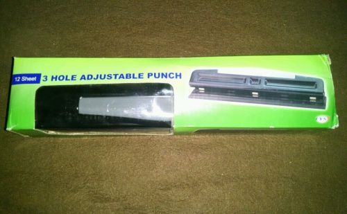 12 sheet adjustable 2 or 3 hole punch with rubber grip and tray catcher for sale