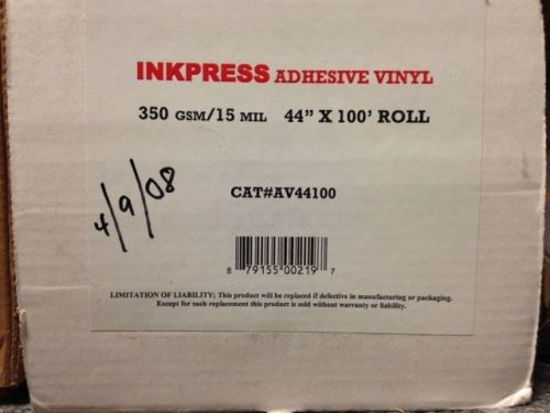 Inkpress Adhesive Vinyl Roll AV44100 NEW IN BOX 44&#034;X100&#039;