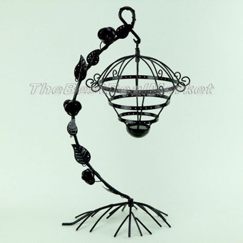 New Fancy Earrings Jewelry Display Stand Holder Metal Hanging Cage Black 23088