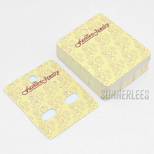 100pcs/lot Light Yellow Paper Earrings Hoops Jewelry Packaging Display Cards