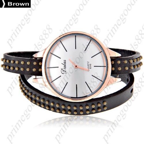 Synthetic Leather Strap Quartz Wrist Lady Ladies Quartz Wristwatch Women&#039;s Brown