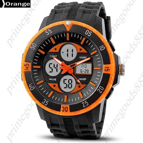 50 m water proof analog digital date led wrist sports wristwatch men&#039;s orange for sale