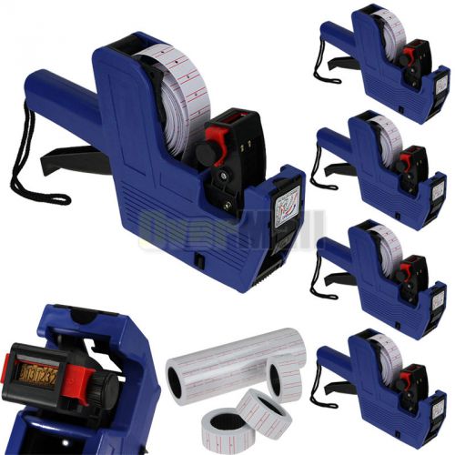 5x Blue MX-5500 8 Digits Price Tag Gun +5000 White w/ Red lines labels +1 Ink US