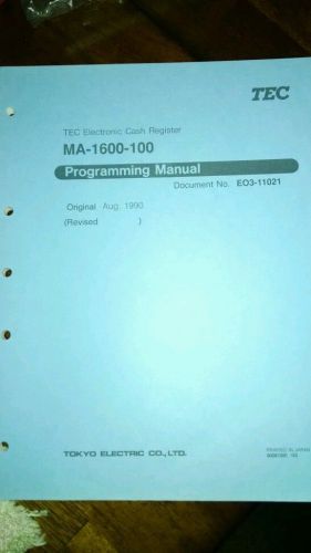 TEC MA-1600 Cash Register Programming Manual