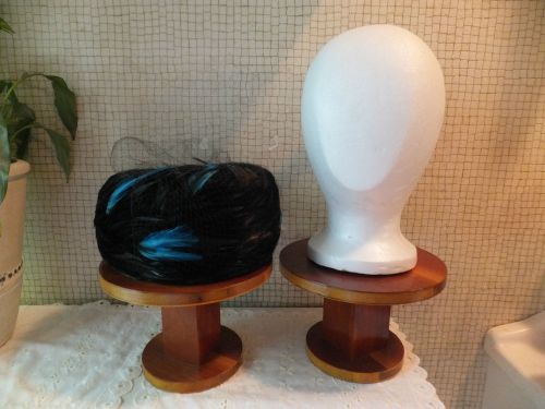 Vintage retail store millinery hat stands set of 3 wooden stands w great finish for sale
