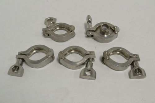 LOT 5 TRI CLOVER 2-1/4IN STAINLESS HEAVY DUTY PIPE COMPATIBLE CLAMP B231816