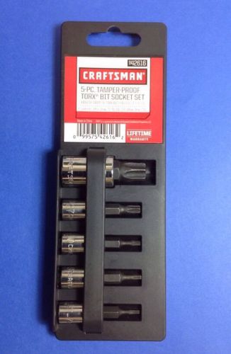 New Craftsman 5-Pc Tamper-Proof Torx Bit Socket Set Model # 942616