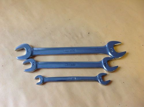 Snap On Open End Wrenches lot of 3, 1/4&#034;, 5/16&#034;, 3/8&#034;, 7/16&#034;, 1/2&#034;, 9/16&#034;