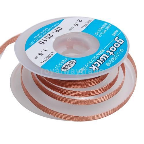 Roll of Braided Copper Wire Desoldering Wick Remover Rosin -Length 1.5 m