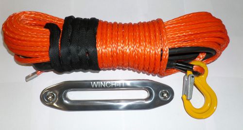 100ft 10mm Synthetic Winch Rope, Hawse &amp; Hook, Dyneema SK75! self recovery 4x4