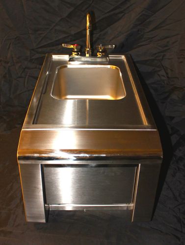 Commercial stainless steel bar sink with towel dispenser - employee hand sink for sale