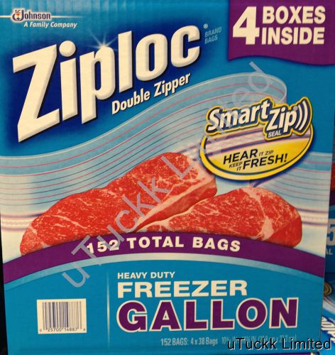 152 ct Ziploc Heavy Duty Freezer Gallon Bags Smart Zip (4 x 38ct) Zip Lock