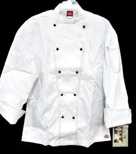 Dickies Executive Chef Coat Jacket Black Stitch Trim CW070302 French Cuff 46 New