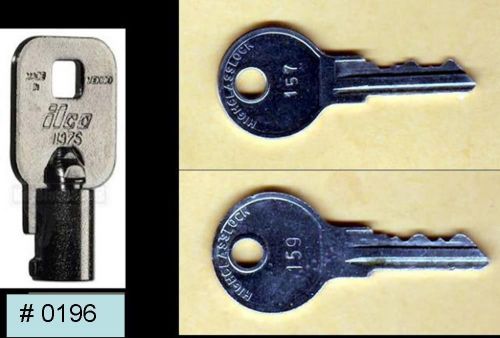 Vendstar 3000 machines Back door (coin) key # 196 and top lid keys # 157, #159