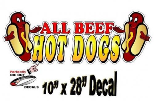 HUGE All Beef Hot Dogs 10&#039;&#039;x28&#039;&#039; Decal for Concession Trailer or Hot Dog Cart