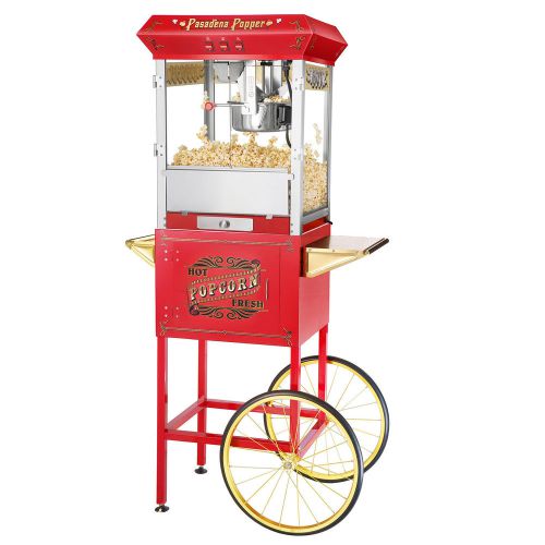 Great northern red antique style 8 oz popcorn popper machine w/cart, 8 ounce for sale
