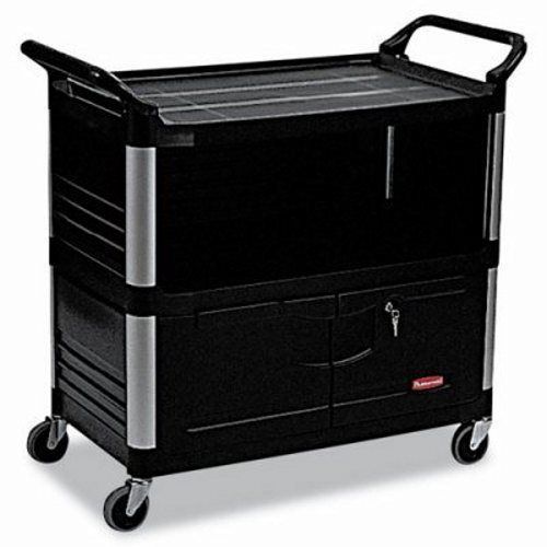 Rubbermaid AV/Equipment Cart, Lockable Enclosed Shelf, Black (RCP 4095 BLA)